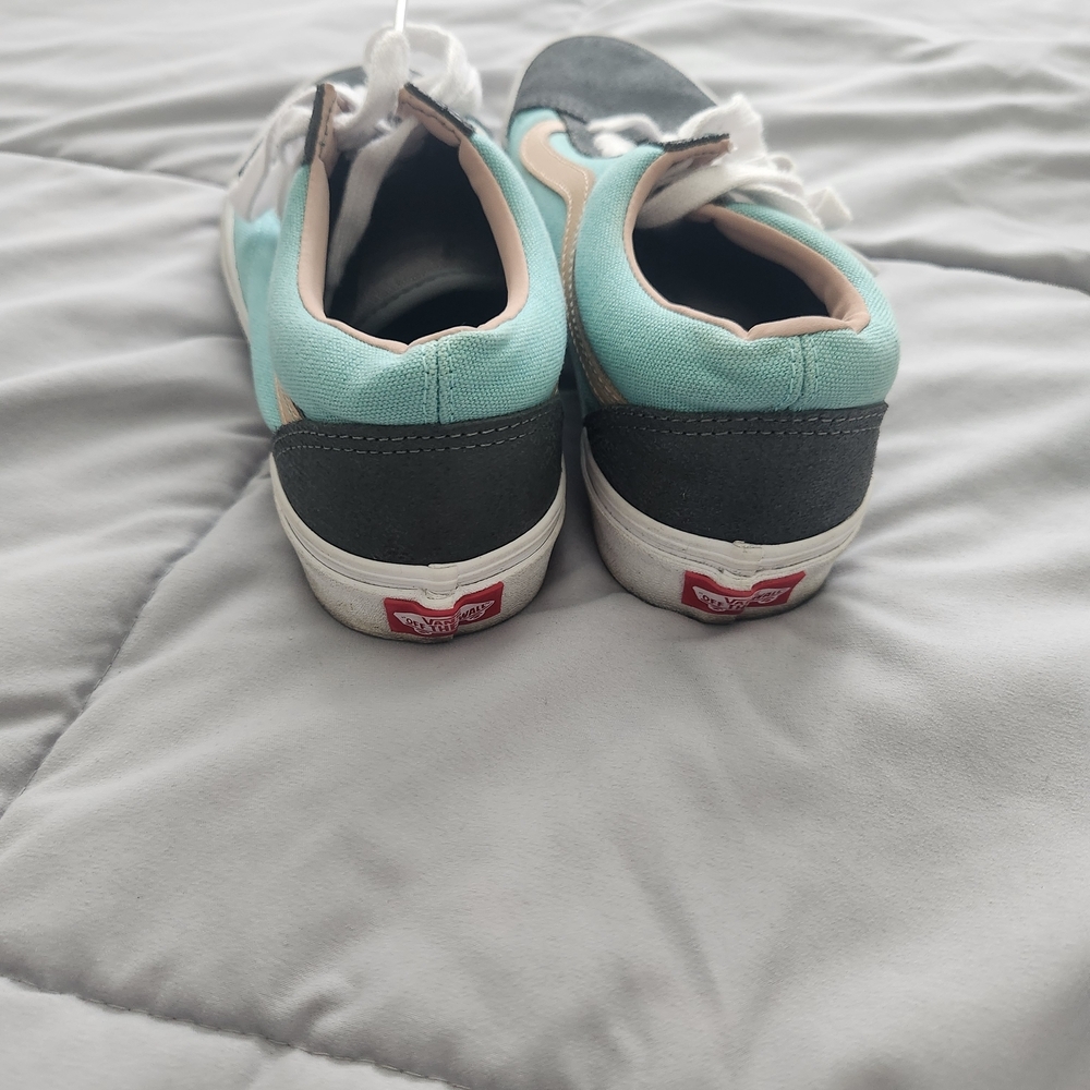 Vans Teal and Gray Shoes with White Laces - Picture 3 of 4